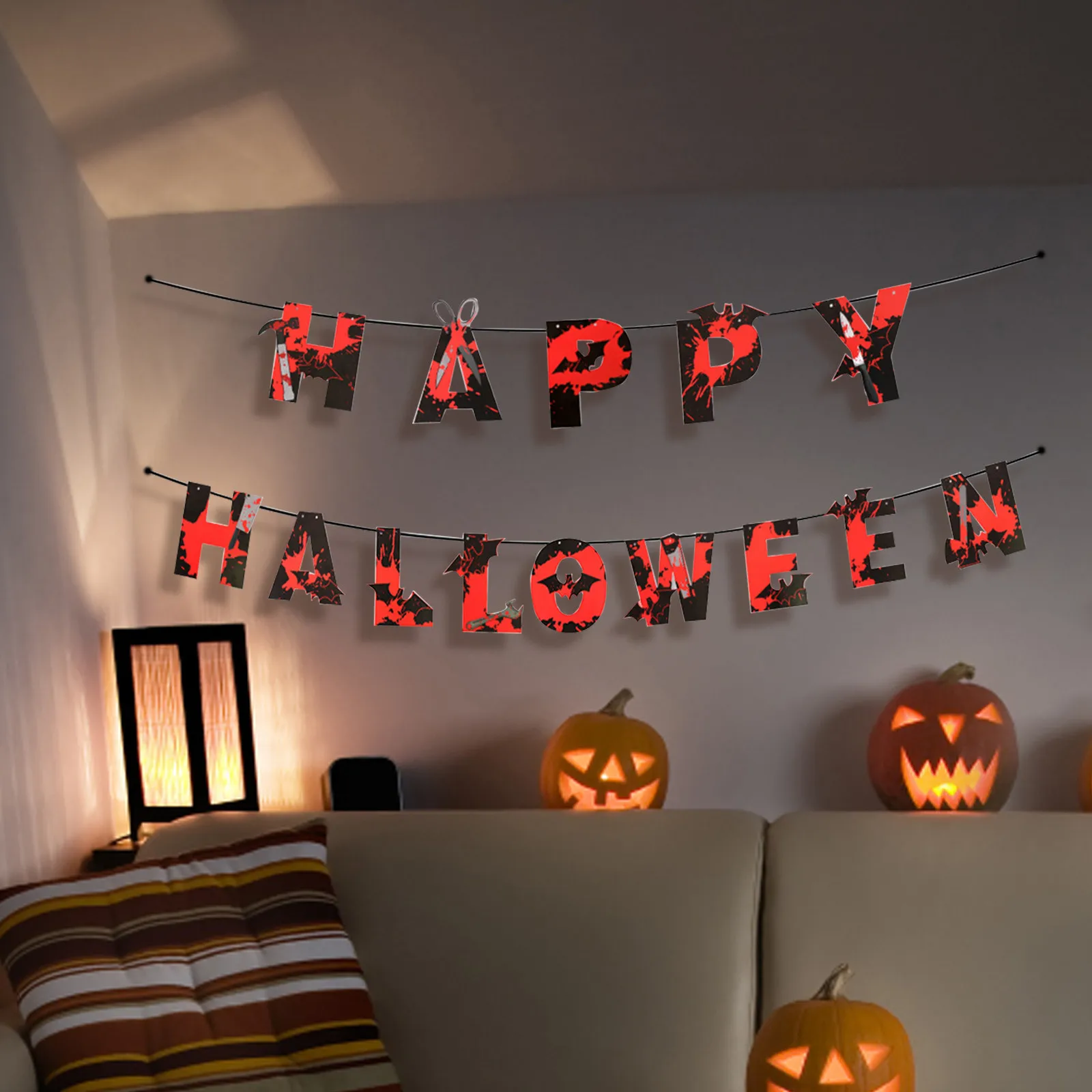 Bloody Garland Banner - Halloween Fear Bloody Party Decorations Supplies Halloween DecoracióN 2024 Suministros Para Fiestas