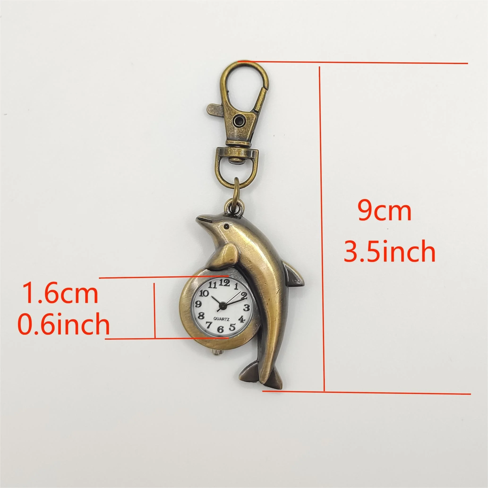 Dolphin and pufferfish keychain watch, cartoon retro backpack, watch accessories, time watch, universal for men and women