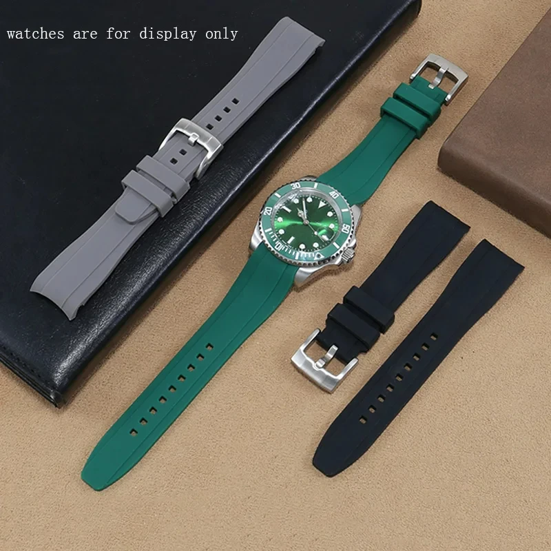 18 20 22mm Waterproof Silicone Rubber Strap Black Gray Green Wristband Arc Interface For Seiko CITIZEN Watch Chain