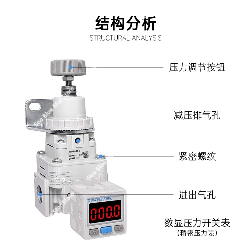 Vacuum pressure regulator IR2020/2010-02-BG/IR1000/IRV10/20 pressure regulator