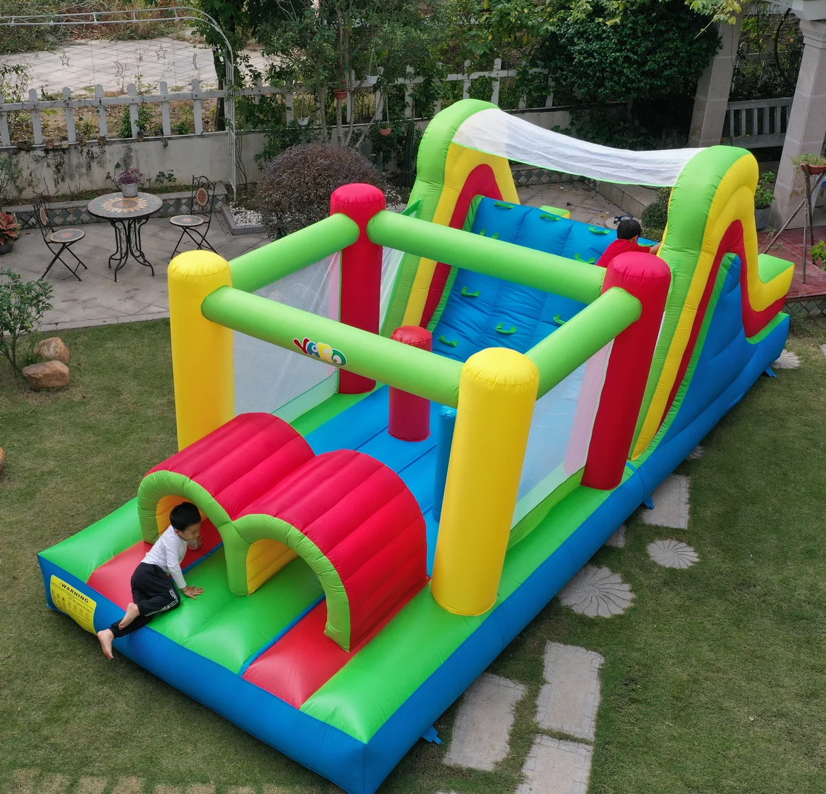 YARD Rainbow Racer aufblasbarer Türsteher Hindernisparcours Hüpfburg mit Gebläse