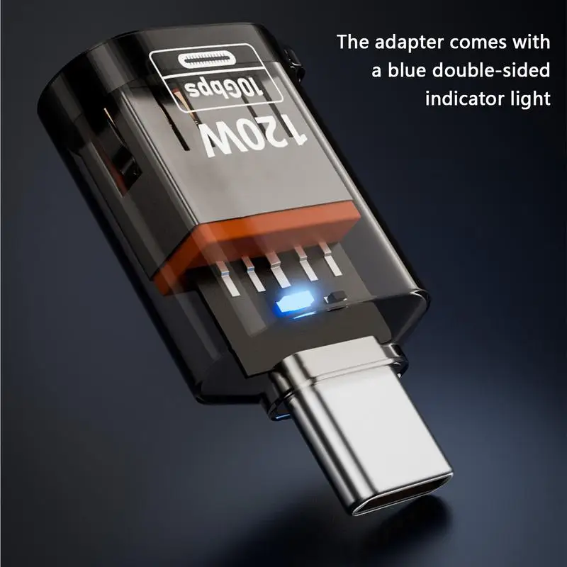 High Speed Adapter 10 Gbps Type C to USB A Adapter Type C Male to USB A Female Converter Stylish Clear Adapter for Smartphones