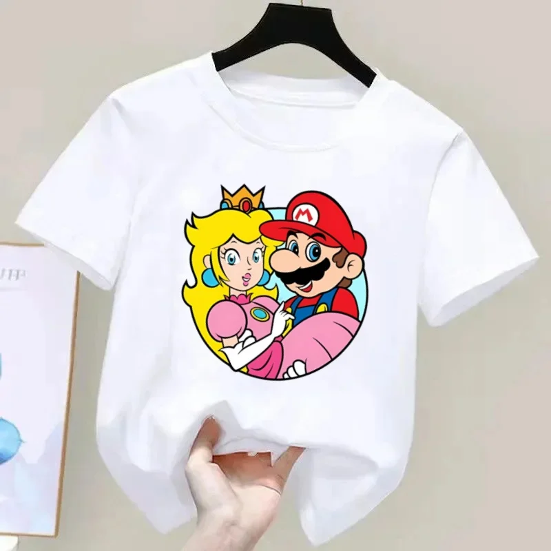 

Super Mario Mens Womens Cotton T-Shirts Street Creative Princess Peach Princess Print T-Shirt Summer Loose Top Casual Women Wear