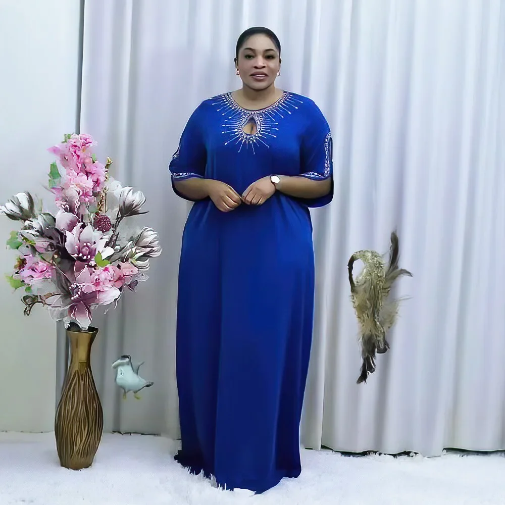 Elegant Plus Size African Dresses for Women Autumn African O-neck Polyester Weddding Party Evening Long Maxi Dress Gowns Outfits