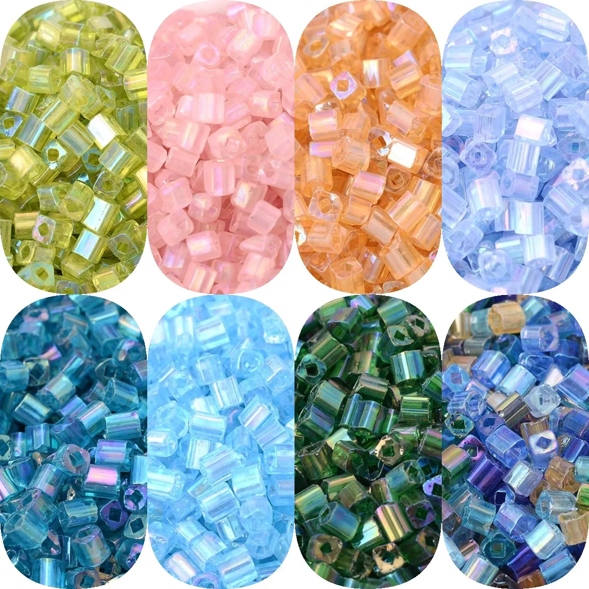 200pcs 3x4mm AB Color Miyuki Beads Tube Shape Glass Bead Seed Beads for Jewelry Making Loose Spacer Beads DIY Bracelet Necklace