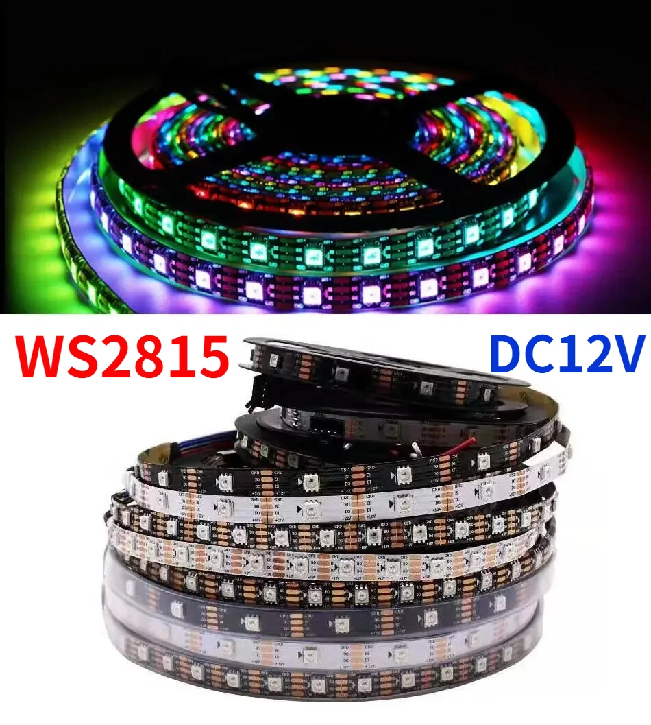 

DC12V WS2815 RGB Full Color Led Strip Light WS2812B WS2813 Updated 30/60/144 Pixels/m IP30/65/67 Addressable Smart Lights Tape