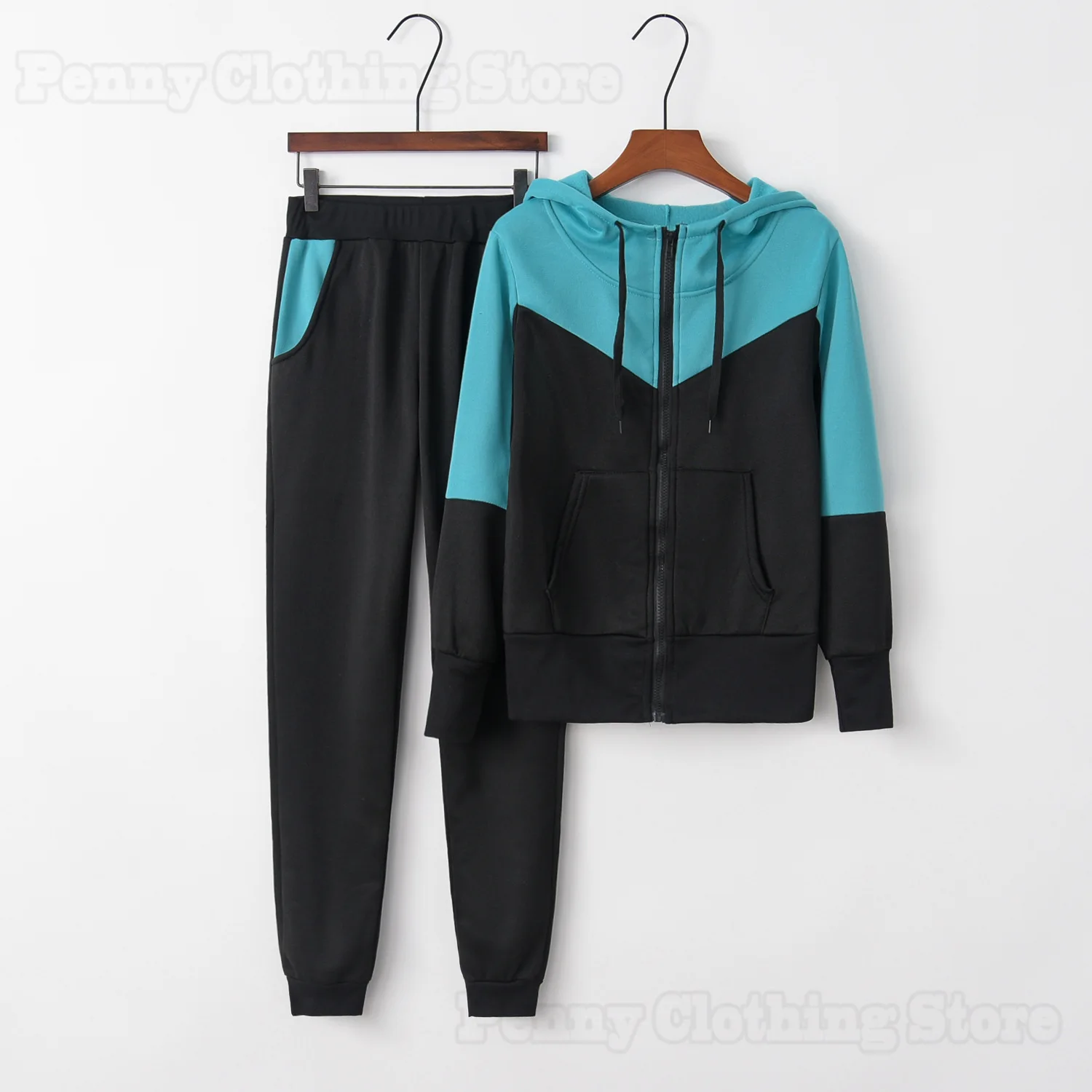 2024 European And American New Fashion Splicing Casual Sports Hooded Women's Suit Outdoor Hiking And Outing Clothing