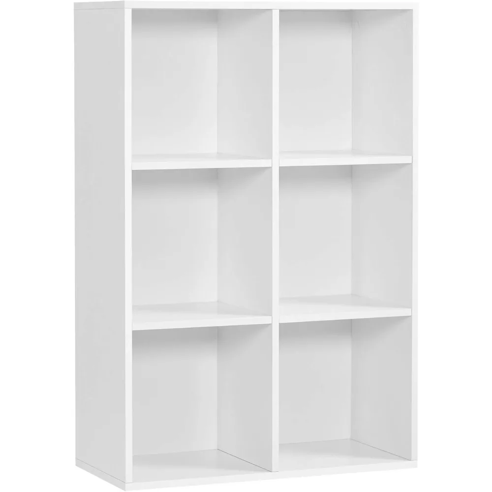 LBC203D Espositore libreria a 6 cubi per decorazioni, souvenir, piante, studio, ufficio, soggiorno, 30 x 65,5 x 97,5 cm, bianco