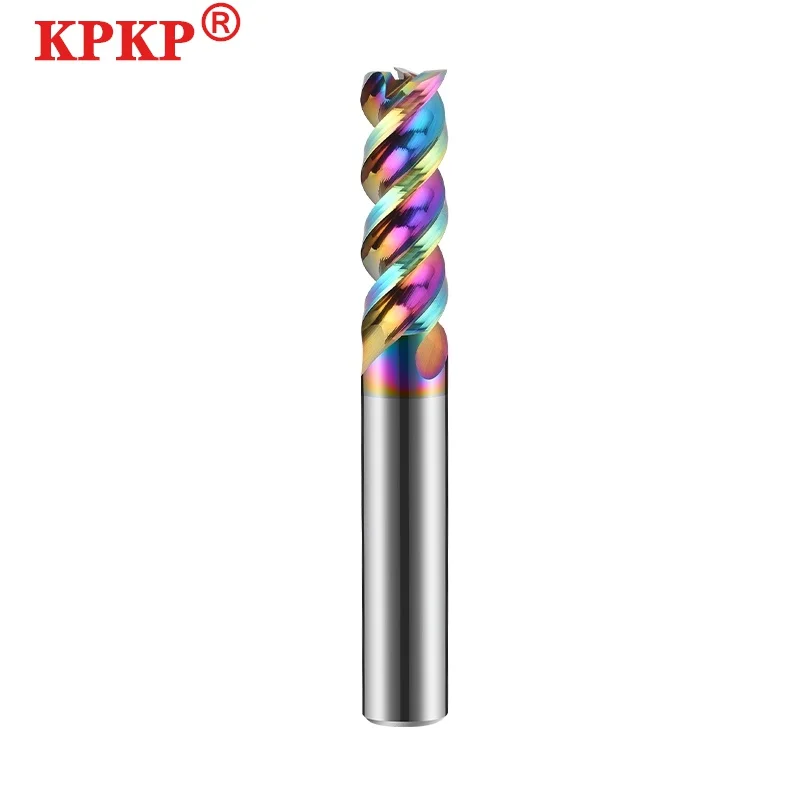 HRC55 3Flute DLC Colorful Coating U-groove White stee Aluminum Milling Cutter Tungsten Steel Carbide CNC Machinery Endmill Tools