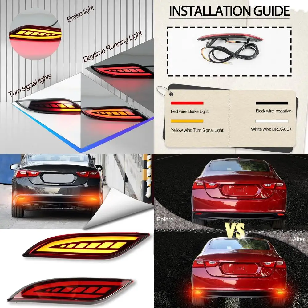 

Chevrolet Malibu 2016-2022 Светодиодный отражатель заднего бампера, дневные ходовые огни, указатель поворота, задний стоп-сигнал (красная линза)