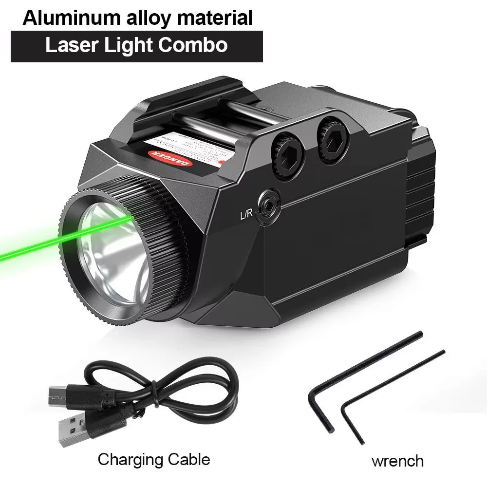 1000LM Powerful Tactical Flashlight Rechargeable Weaponlight 2 In 1 Combo for 20mm Rail Mounted