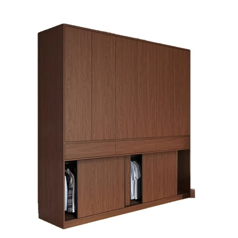 Oak Sliding Door Wardrobe Open Sliding Integrated Small Apartment Bedroom Wardrobe