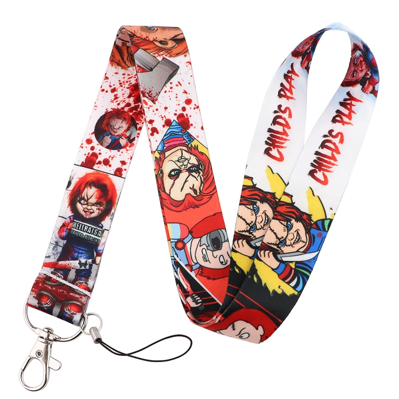 Horror Film Chucky Child Fashion Lanyard ID Badge Holder Bus Pass Case Cover Slip Bank Credit Card Holder Strap Card Holder