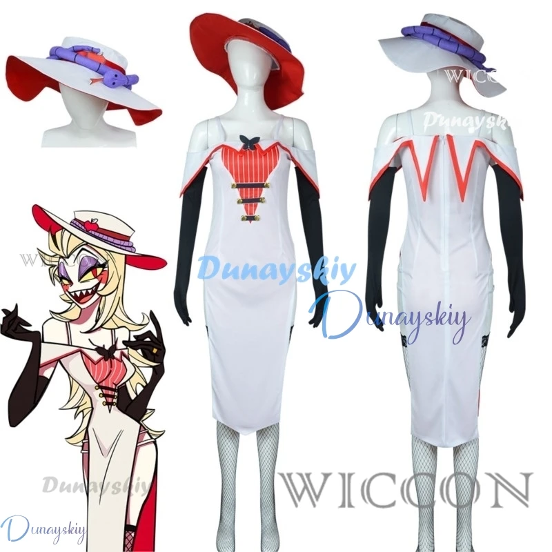 

Lucifer Morningstar Cosplay Costume Genderswap Anime Uniform Hasbin Adult Women Suit Hotel Halloween Carnival Uniform Costume