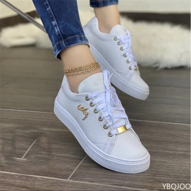Zapatos de mujer informales ligeros y transpirables de talla grande a la moda para primavera y otoño, zapatos de tablero versátiles de fondo plano para mujer