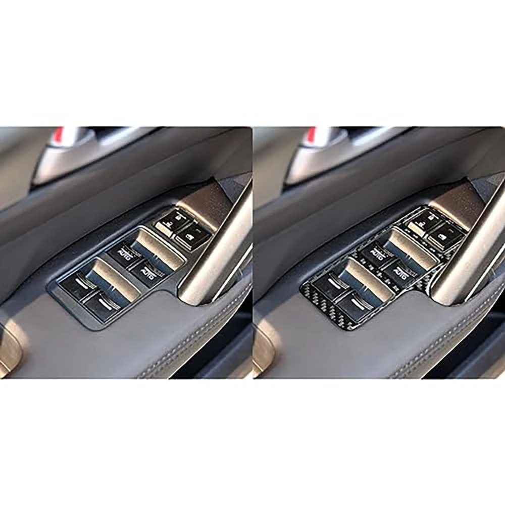 For Acura TL 2009-2014 LHD Window Switch Panel Trim Sticker Black Carbon Fiber Cover Interior Accessories Upgrade Decor Style