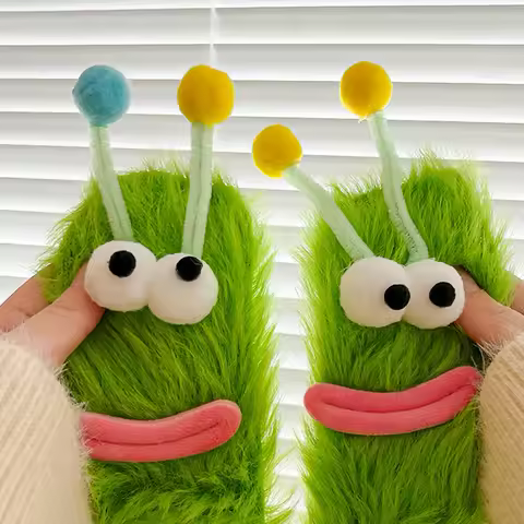 1Pair Funny Cartoon Monster Plush Socks Women's Autumn Winter Socks Cute Mid-tube Fluffy Floor Sleep Funny Socks Girls Gift