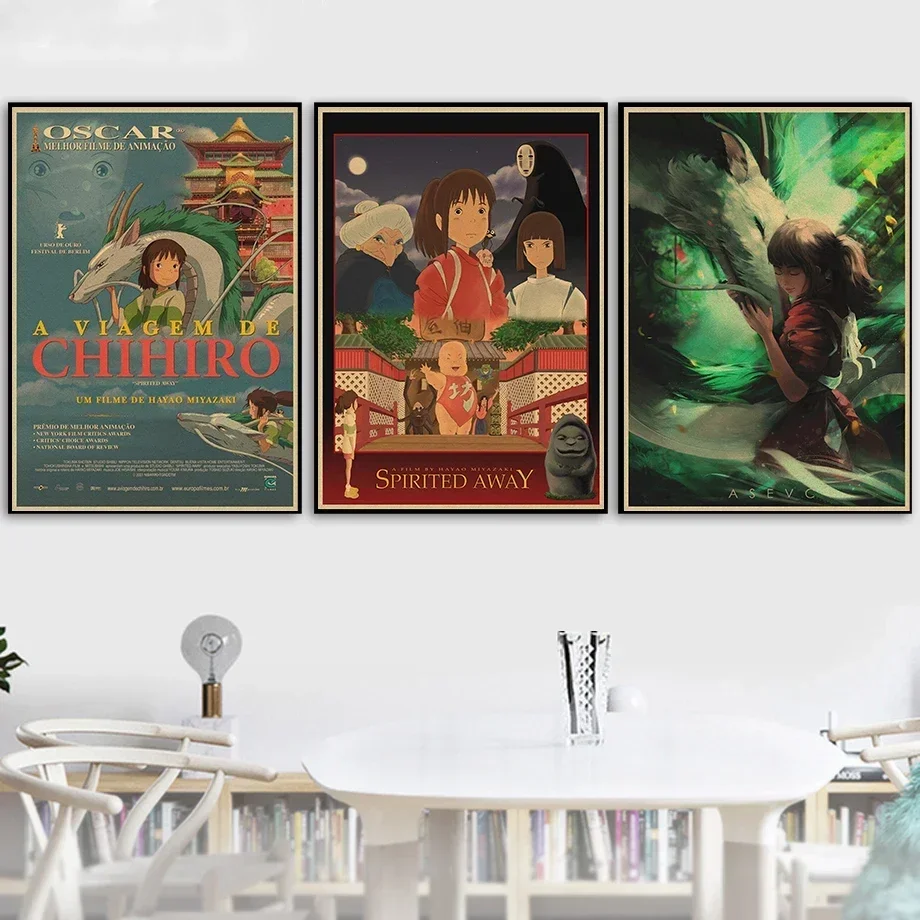 Anime Spirited Away Wall Art, Japanese Hot, Vintage, Girl Mural, Room Decor, Home, Kids, Decorative Canvas Poster, Aesthetic