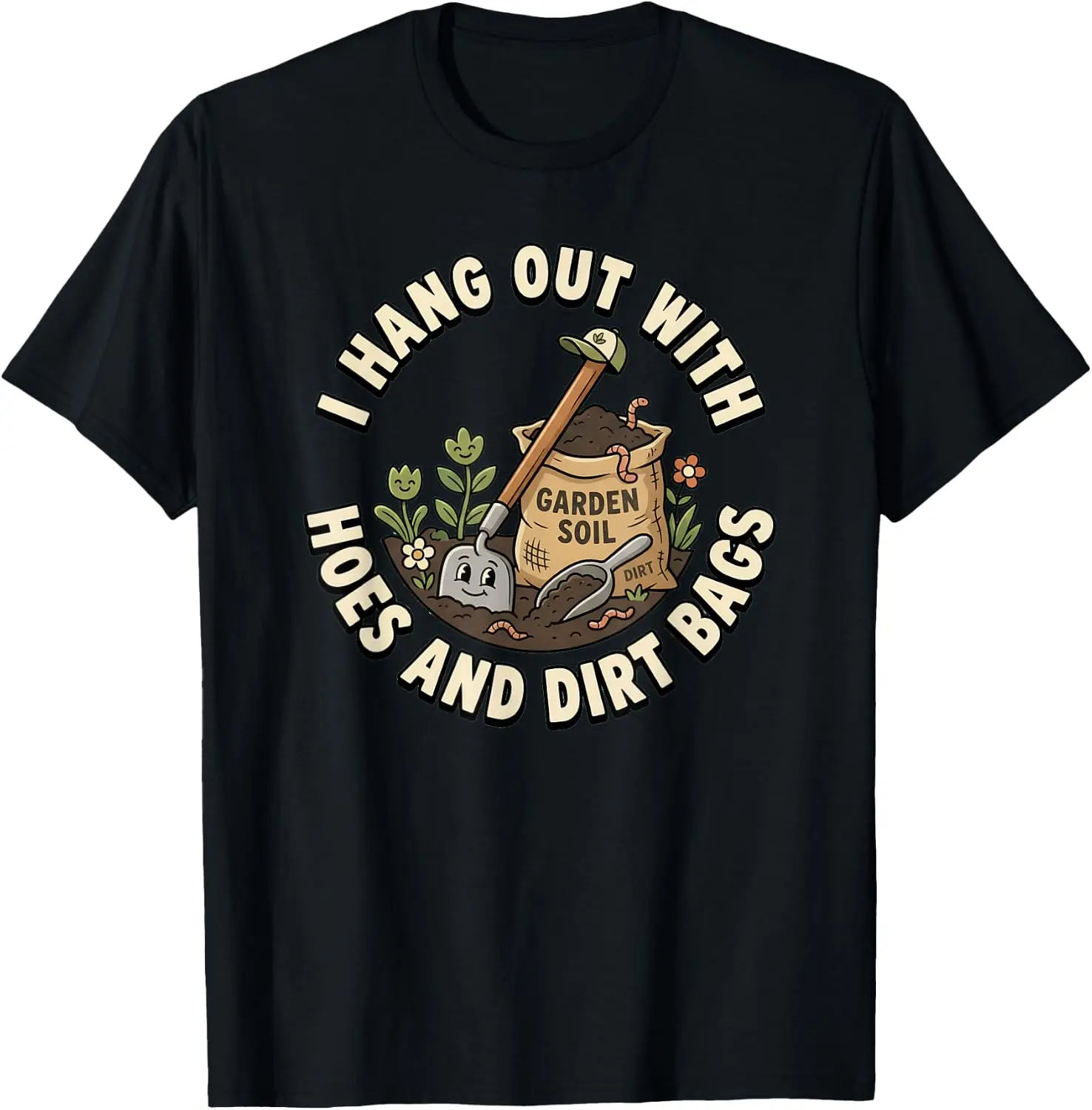 I Hang Out With Hoes And Dirt Bags Women's Gardening T-Shirt 100% Cotton Trendy Y2K Short-Sleeve Tee-Soft, Quick-Drying,