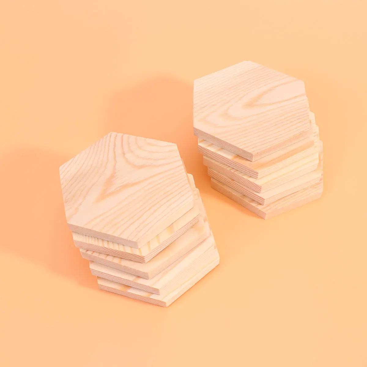 

10Pcs Craft Wood Block Polygonal Design Solid Wood Small Planks Ideal For Art Projects And Decorations Gift Making Supplies