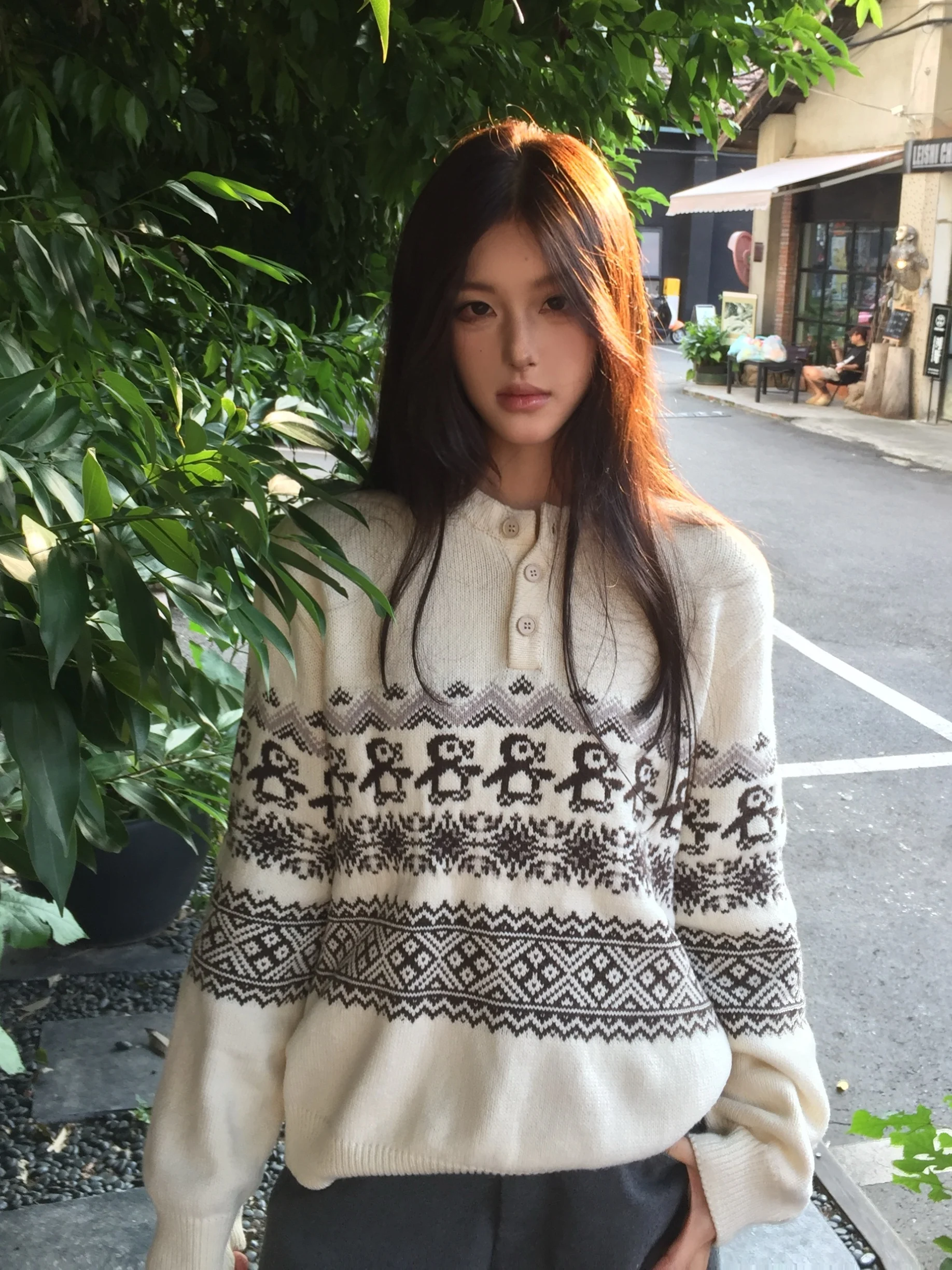 

Вязаный свитер Cisas с узором «Пингвин» в стиле Fair Isle, винтажный, с круглым вырезом, осенне-зимний, мягкий, теплый, повседневный, из трикотажа