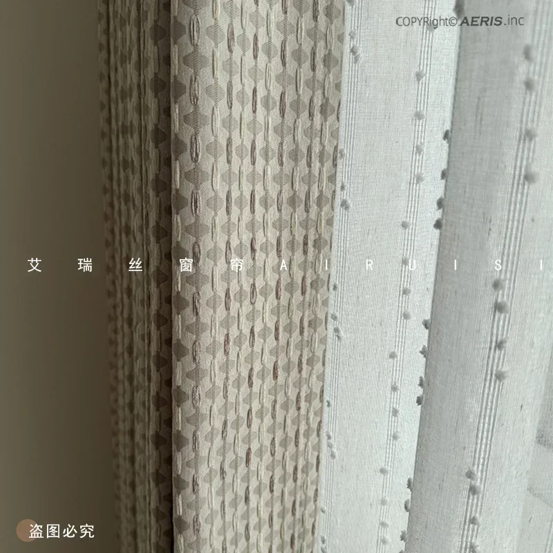 Curtains For Living Room Bedroom Balcony Floor Windows Customised High-grade Cream Jacquard Thickened Blackout Warm