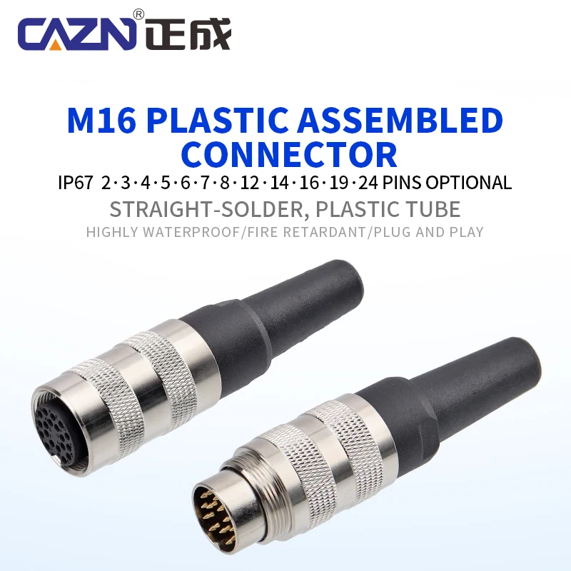 M16 Metal Assembled Solder Plug with Conduit Tail Male Female 2 3 4 5 6 7 8 12 17 24 Pin IP67 for Heavy Equipment & Fieldbus