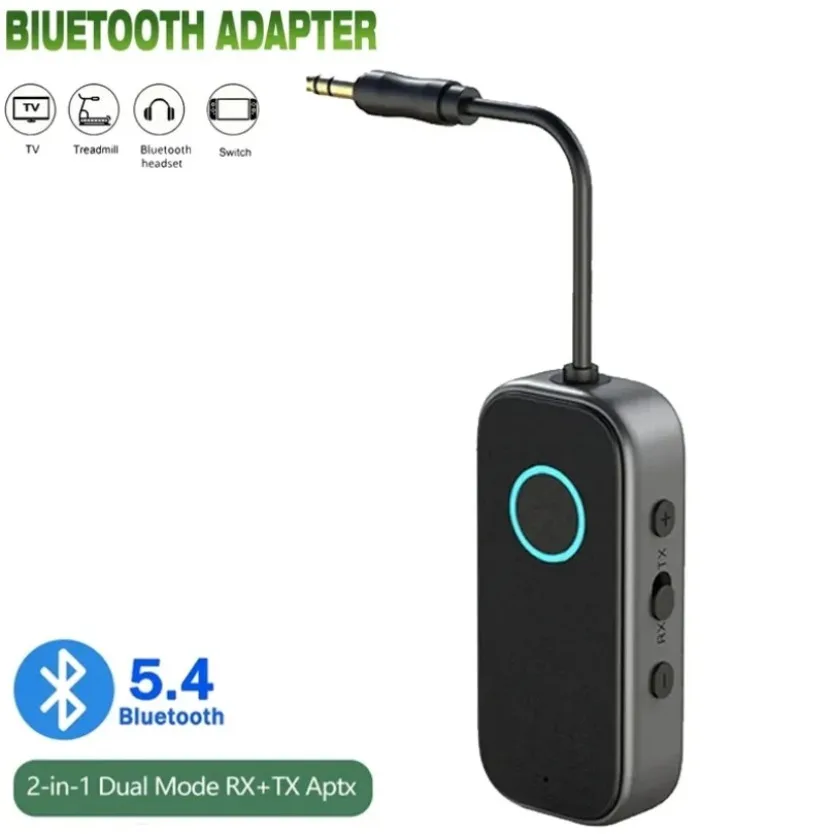 Portable 2-in-1 Bluetooth 5.4 Transmitter Receiver AptX 3.5mm Wireless Adapter Handsfree Mic For Car Audio TV Airplane Travel