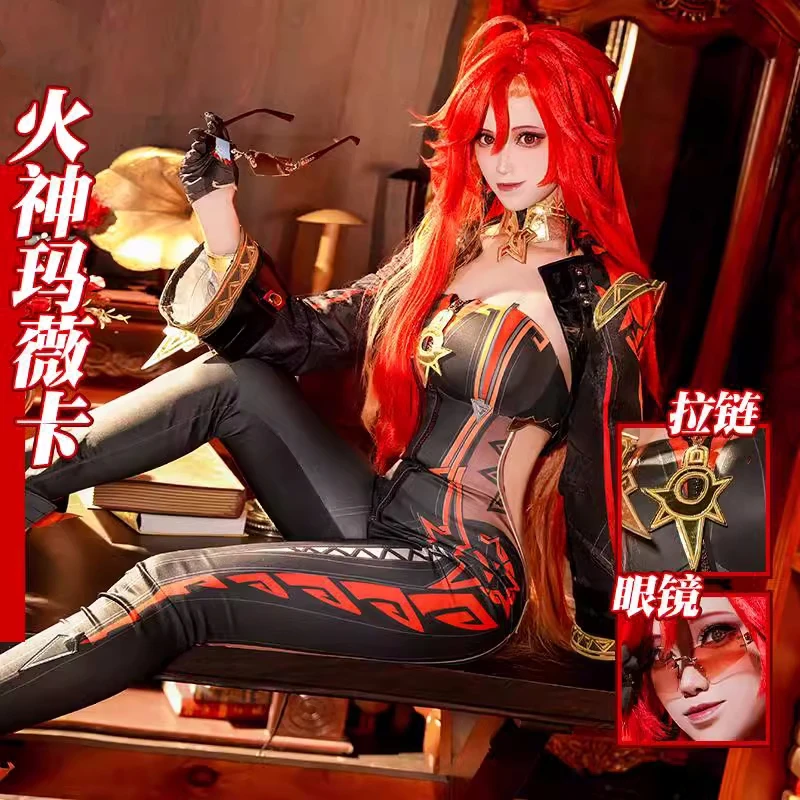 Mavuika Cosplay Costume Game Genshin Impact Pyro Archon Cos Anime Women Cool Uniform Carnival Party Suit Role Play Clothing Hot