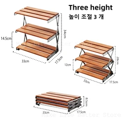 Holzregal, ausziehbarer, tragbarer Campingtisch, Outdoor-Klapptisch, höhenverstellbar, faltbar, leicht, für den Grill