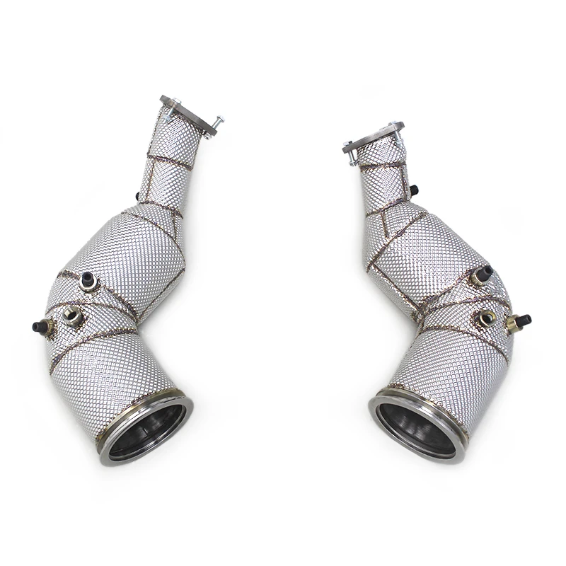 

BSK SS304 Exhaust Header Downpipe for RS6 C8 4.0T 2021-2023 With OPF/DPF Straight Free Flow Pipes Muffler With Heat Shield