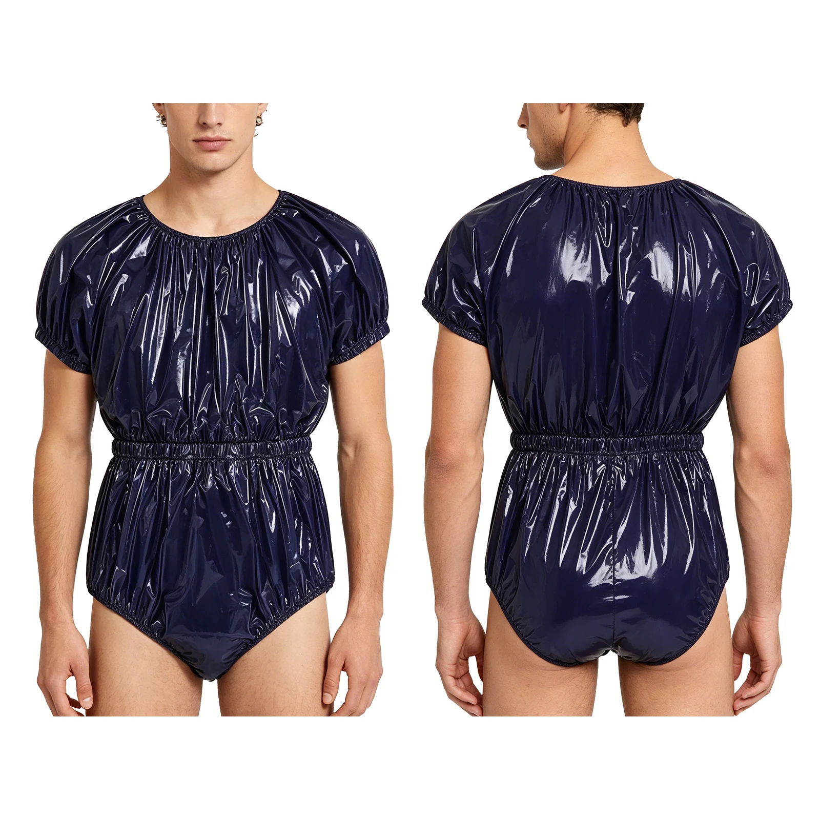 Mens Waterproof Jumpsuit Diaper Cover Adaptive Special Needs Clothing Short Sleeve Elastic Waist Leakproof Bodysuit Swimwear