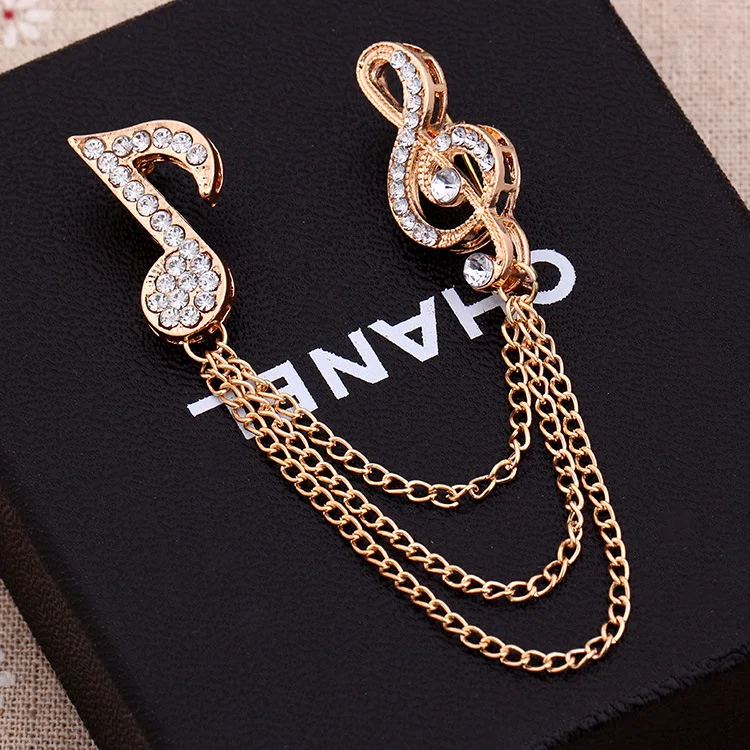 Music note brooch jewelry full of diamonds exquisite chest flower clothes needle collar needle