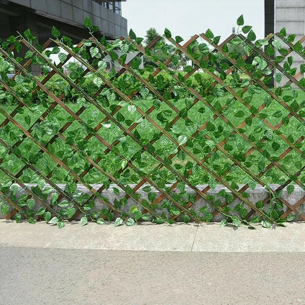 New Garden Screening Expanding Trellis Privacy Screen Hedge Artificial Faux Ivy Leaves Wooden Fence For Garden Buildings Decora