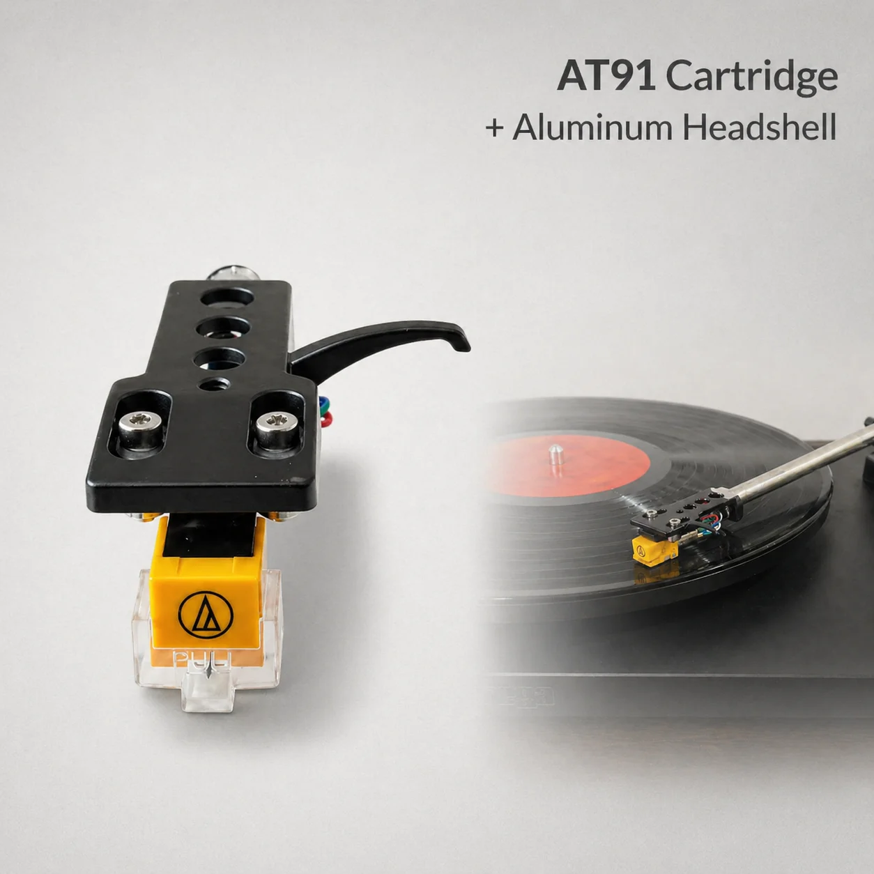 Cartucho de Toca-Discos AT91 com Headshell de Alumínio e Agulha Pré-Montada para Kit de Atualização de Toca-Discos de Vinil