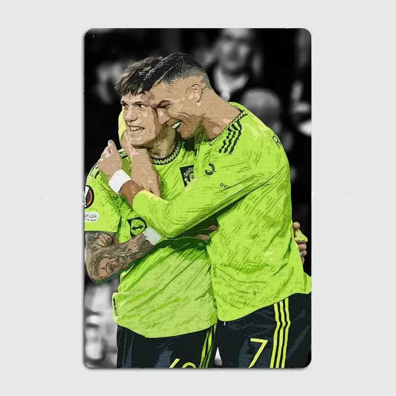 Cristiano Ronaldo Alejandro Garnacho Football Player Poster Metal Sign Custom Wall Decorations Bar Club Room Interior Home Decor