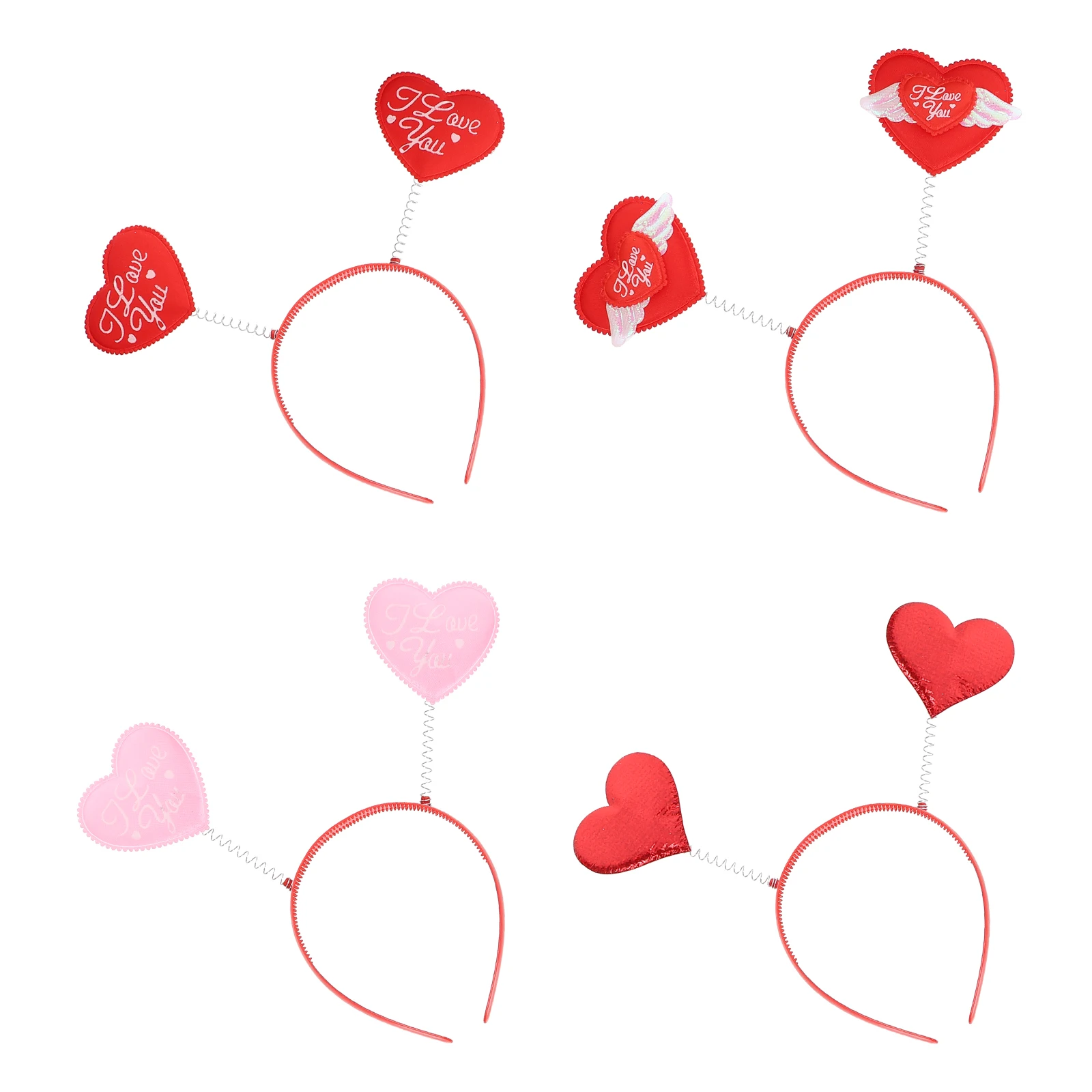 

4 PCS Heart Headband Loving Headbands Valentine's Day Hairband Christmas Plastic Design for Women Accessories