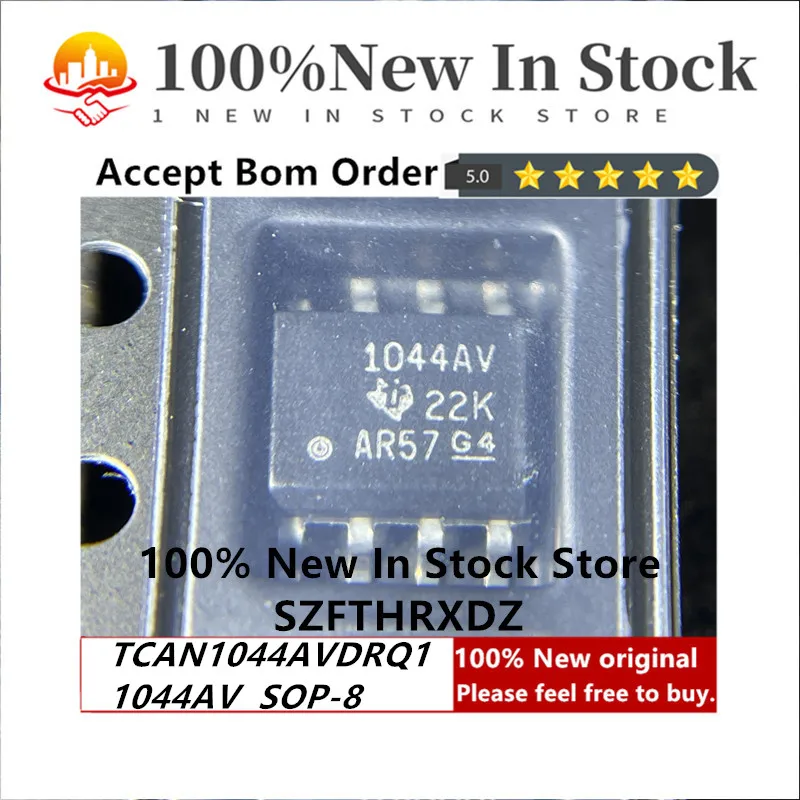 

100% NEW ORIGINAL TCAN1044AVDRQ1 SOP8 1044AV SOP-8 CAN 8Mbps Normal/Standby 5V Automotive AEC-Q100 8-Pin SOIC T/R