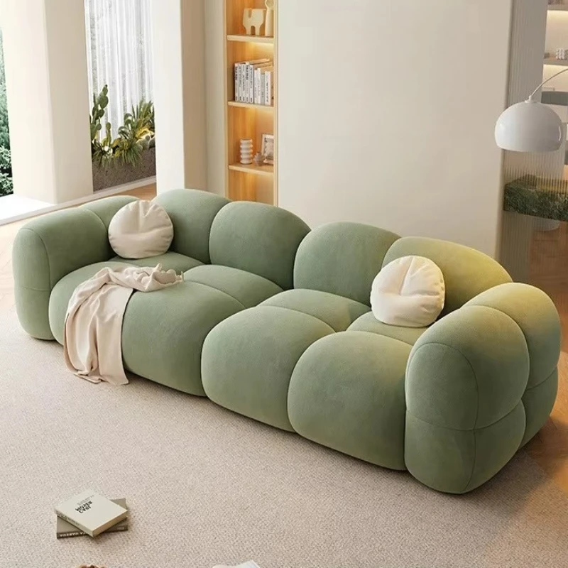 

Hot Selling Modern Design Cream Style Living Room Sofa Puff Set Solid Color Corduroy Material Modular Lazy Chair Furniture