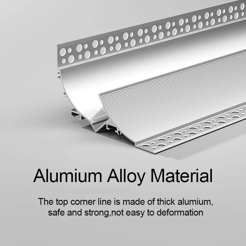 Perfil LED de aluminio para lavado de pared, 1M, techo sin marco integrado, línea de cintura curva de yeso, lámpara reflectora de retroiluminación para dormitorio