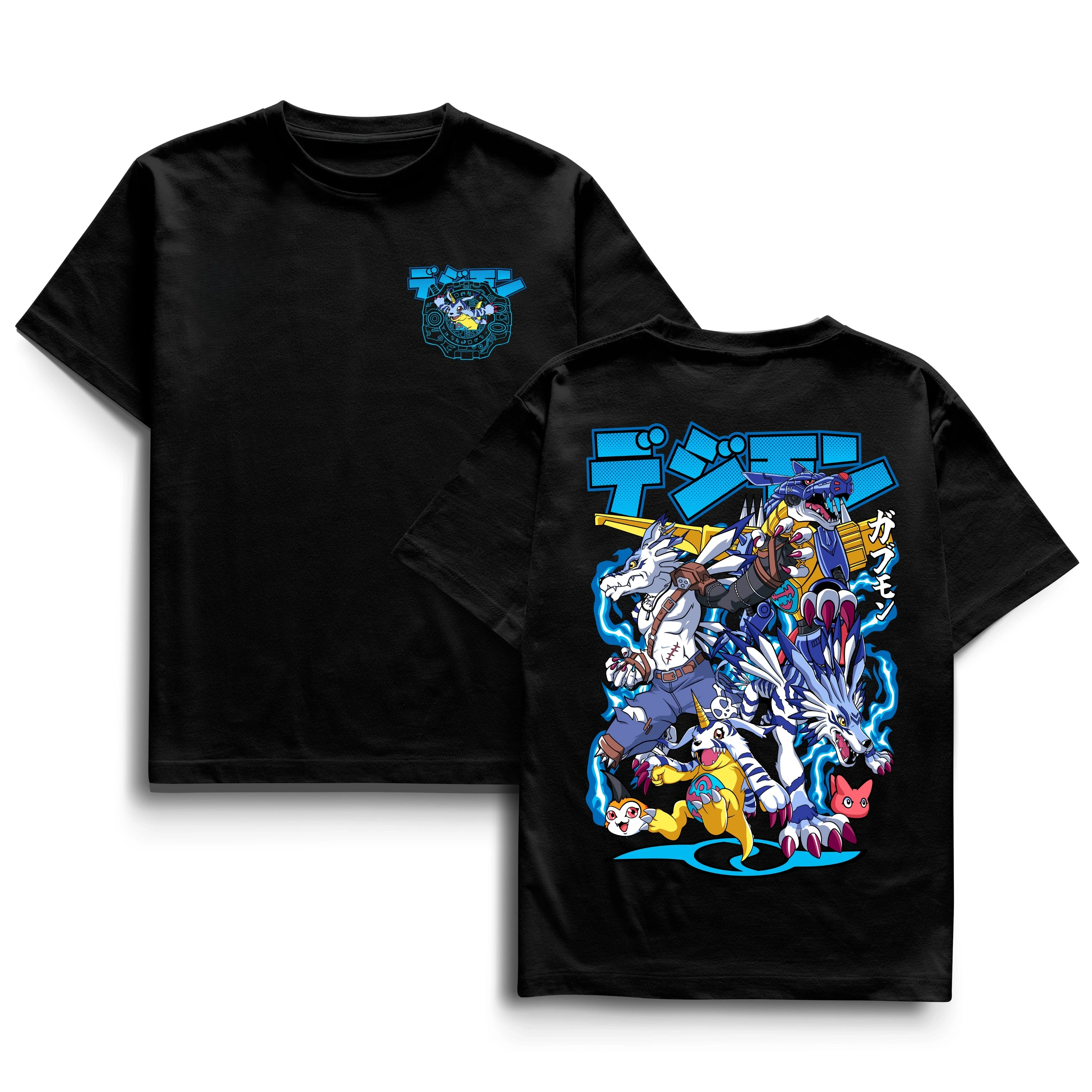 

Digimon Adventure Gabumon T-shirt MetalGarurumon WereGarurumon Evolution Graphic Tee Japanese Anime Blue Lightning Cottont Tee