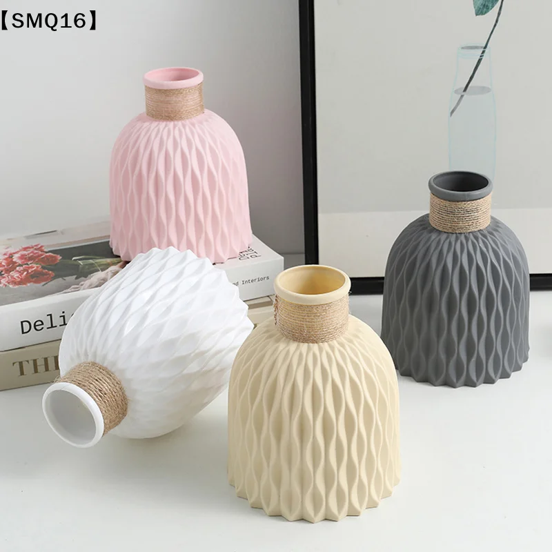 1PC Water Ripple Plastic Vase Wave Flower Pot Arrangement Modern Nordic Style Home Living Room Desktop Decoration OrnamentSMQ