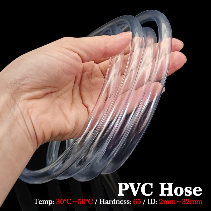High Quality PVC Irrigation Hose 1-38mm ID Transparent Odorless Non-Toxic Pressure Resistant Tube for Aquarium Garden
