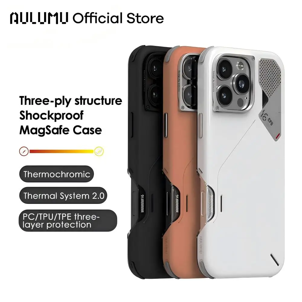 Aulumu A16 Shockproof for iPhone 16 Pro Max Case Camera Control Real Cooling Aluminum Alloy Camera Frame Multi-Layer Protection