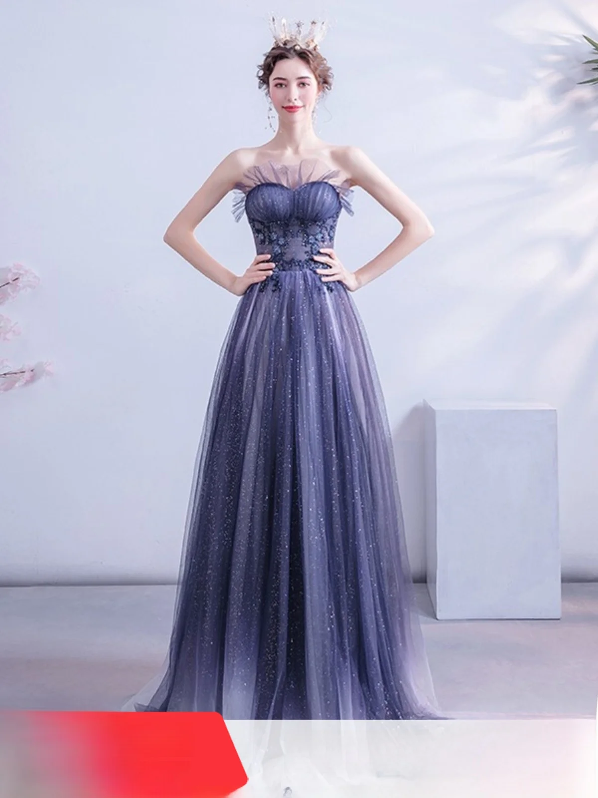 Angel Wedding Dr adient Color Performance Evening Dinner Yearly Meeting Host Wedding Dr 380 Faionable Mid-Waist...