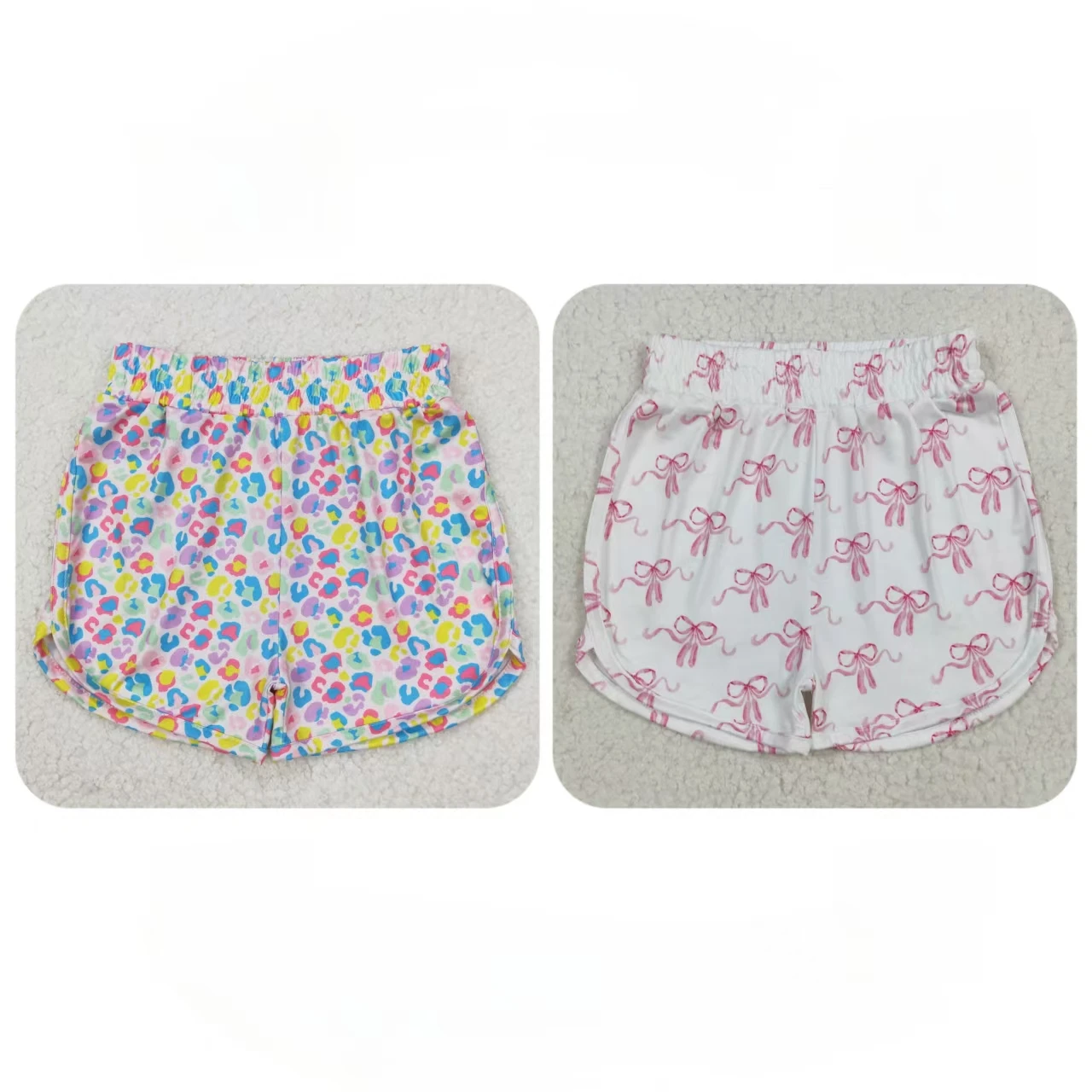 Wholesale Kids Wear Children Clothes Baby Girl Sports Bows Leopard Shorts Bottoms Toddler Infant Athletic Breathable Clothing
