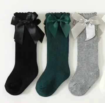Neue Kinder Socken Kleinkinder Mädchen Großen Bogen Kniehohe Lange Weiche Baumwolle baby Socken Kinder Einfarbig Nette Schleife Mädchen Socken