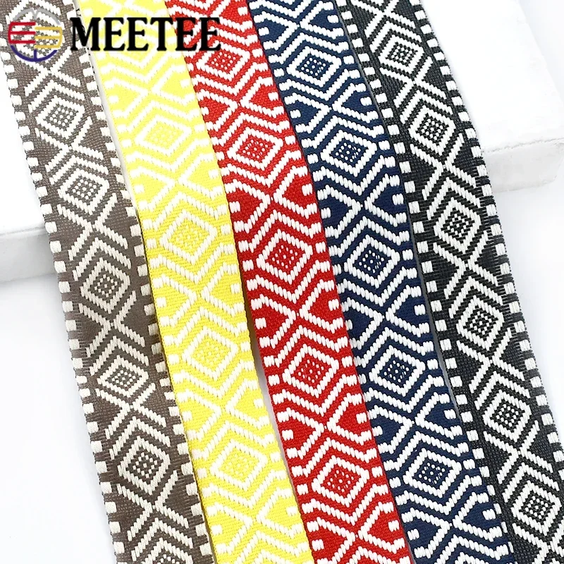 5/10/20M Meetee 38mm Jacquard Webbing Polyester Cotton Ribbon Tapes Bag Strap Lace Band Luggage Straps Sewing Bias Accessories