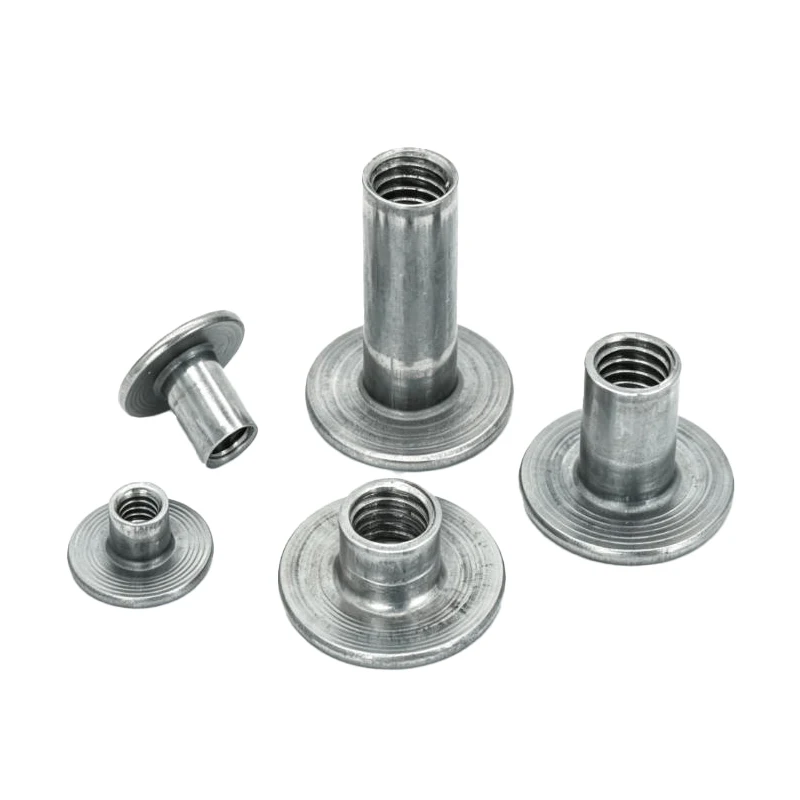 10–100 PCS Carbon Steel T-Type Nuts Natural Finish Through-Hole Flange Nuts M4 M5 M6 M8 M10 M12 Furniture Connection Weld Nuts