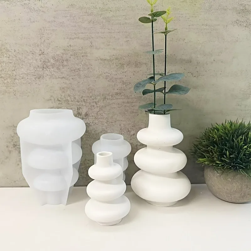 Irregular Flower Vase Silicone Mold DIY Gypsum Concrete Candle Holder Plug-in Decorative Ornament Resin Mold Handicrafts Casting